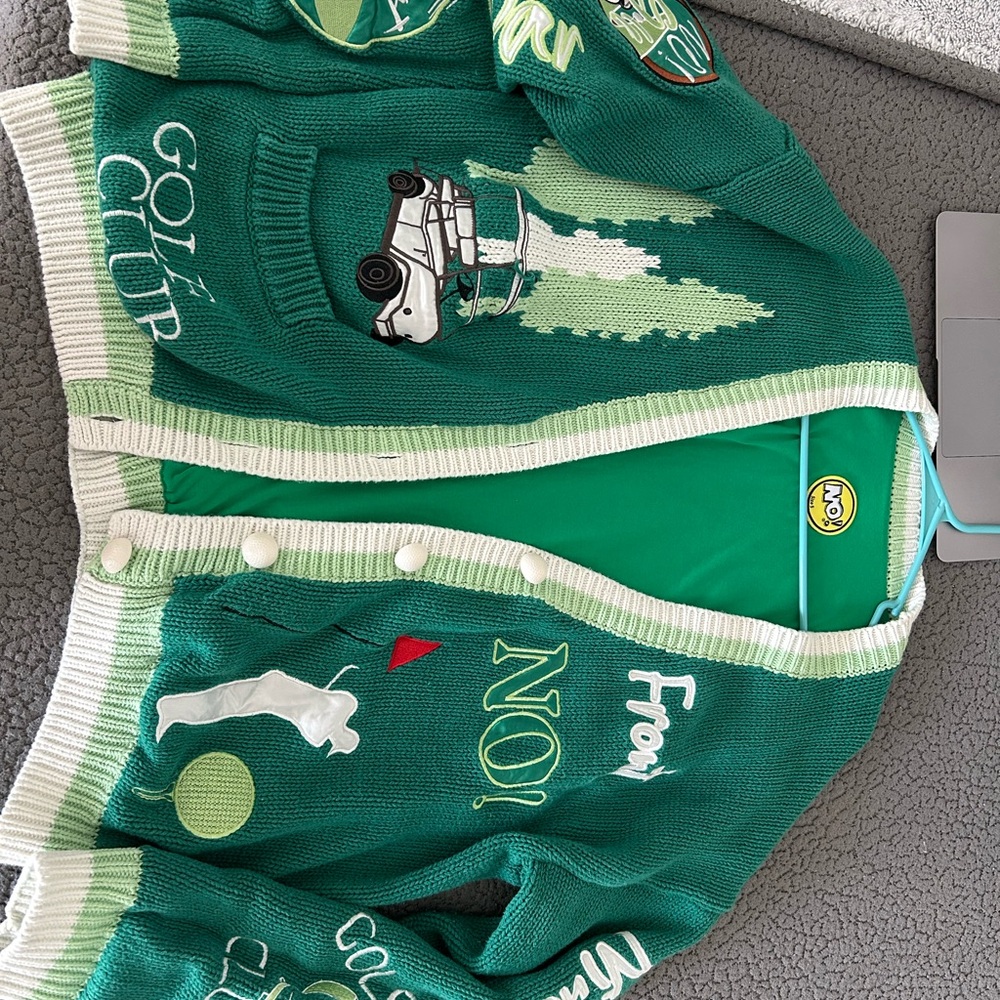 Vibrant Green Sweater with Fun Patch